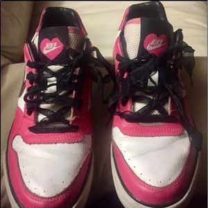 NIKES - Pink & Black - “ Heart” women’s siz e 9